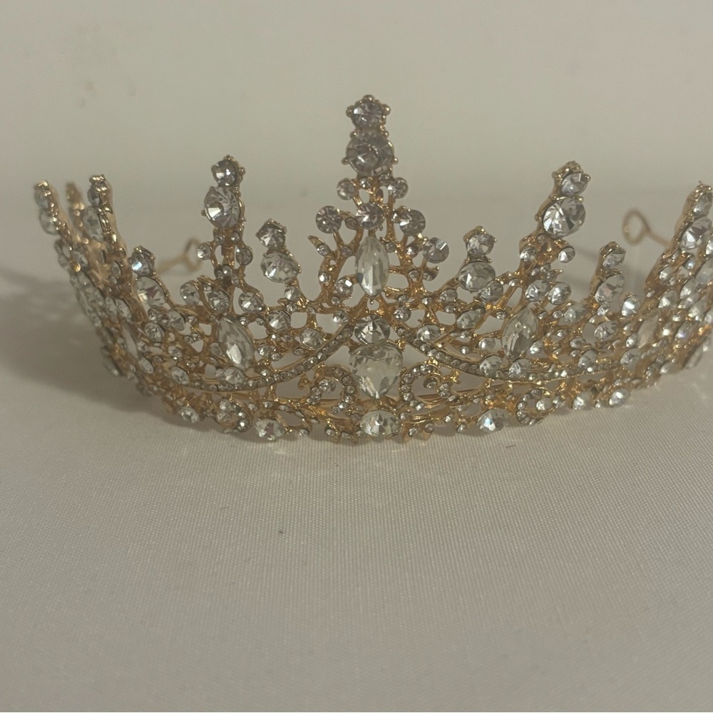 Elegant Gold Crystal Tiara available for rent on Pickle